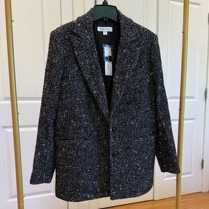 NWT Amour Vert Black and White Herringbone Tweed Jacket/Blazer